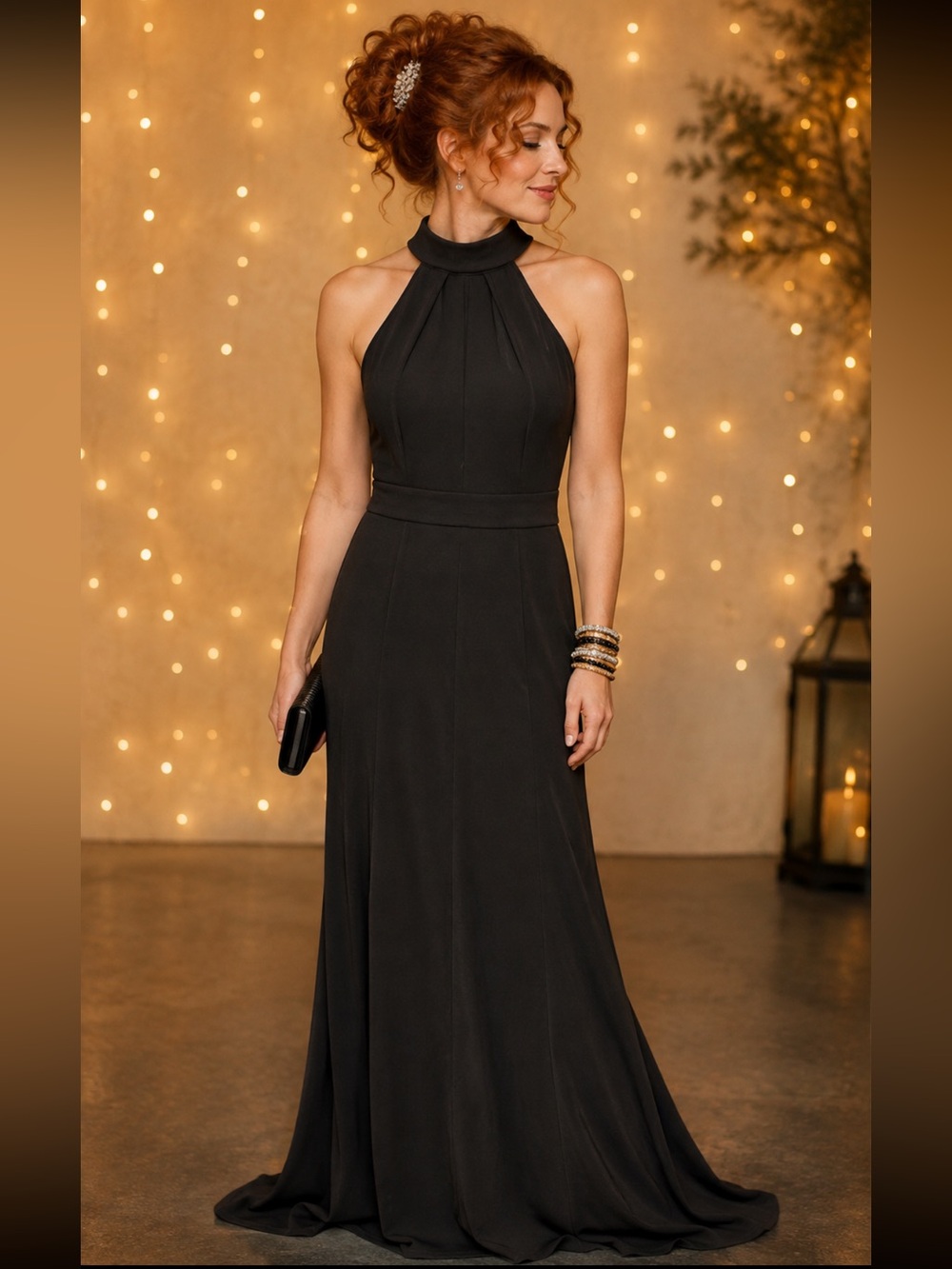 Berydress Black Halter Mermaid Maxi Formal Gown Dress M